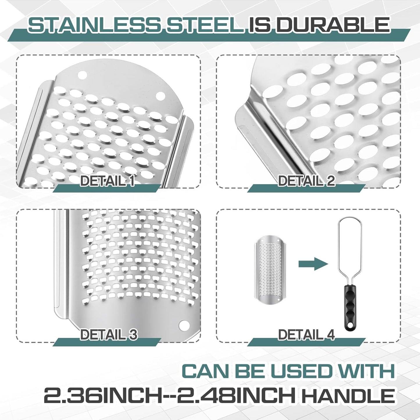 Moxweyeni 8 Pcs Foot File Callus Remover Replacement Blades Metal File Callus Remover Shaver Blades Hard Skin Remove Stainless Steel 2 Designs Big/fine Hole for Detachable Foot Scrubber