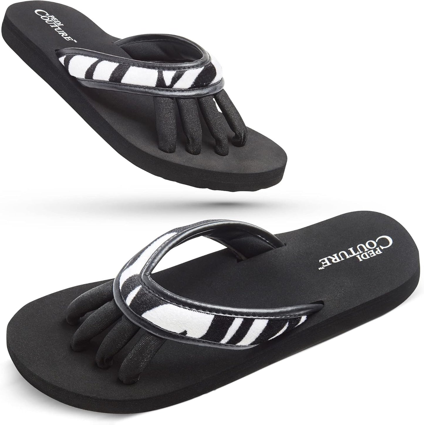 Pedi Couture Pedicure Sandals with Built In Toe Separators for Women - Comfortable Spa Style Flip Flops for Home, Salon, Yoga & Gym Use