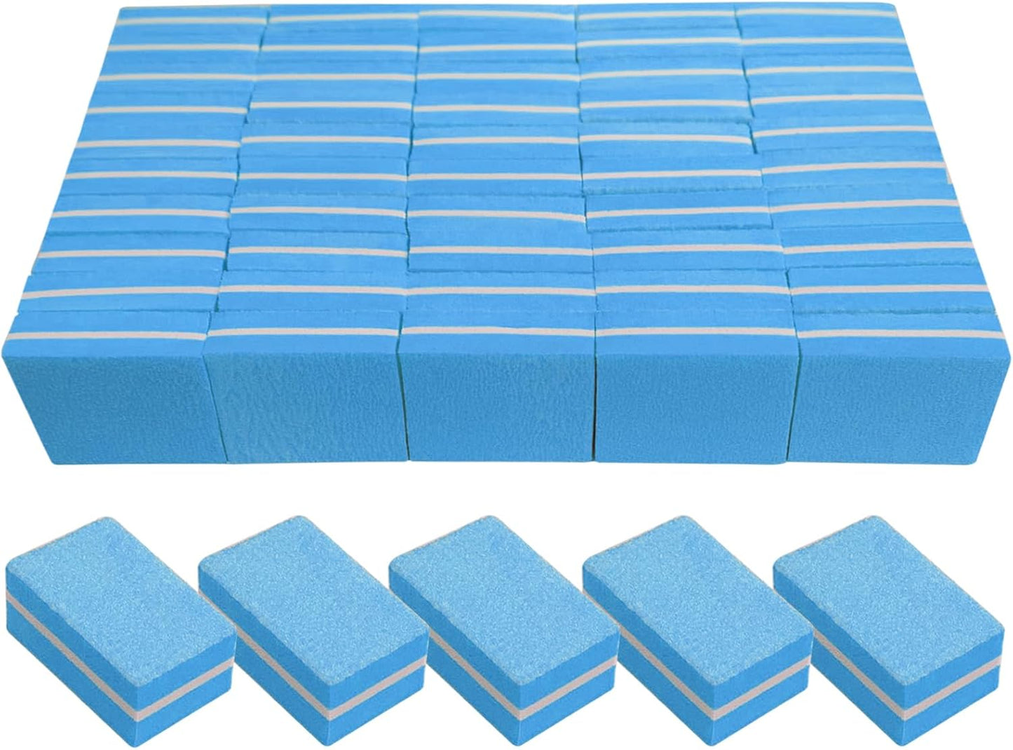 Nail Buffers (50 Pack), Mini Buffer Block Nail File for Acrylic Nails and Natural Nails, 100/180 Grit Nail Buffer Block Bulk Buffing Blocks for Nail Buff Professional Manicure File Blocks Set Blue