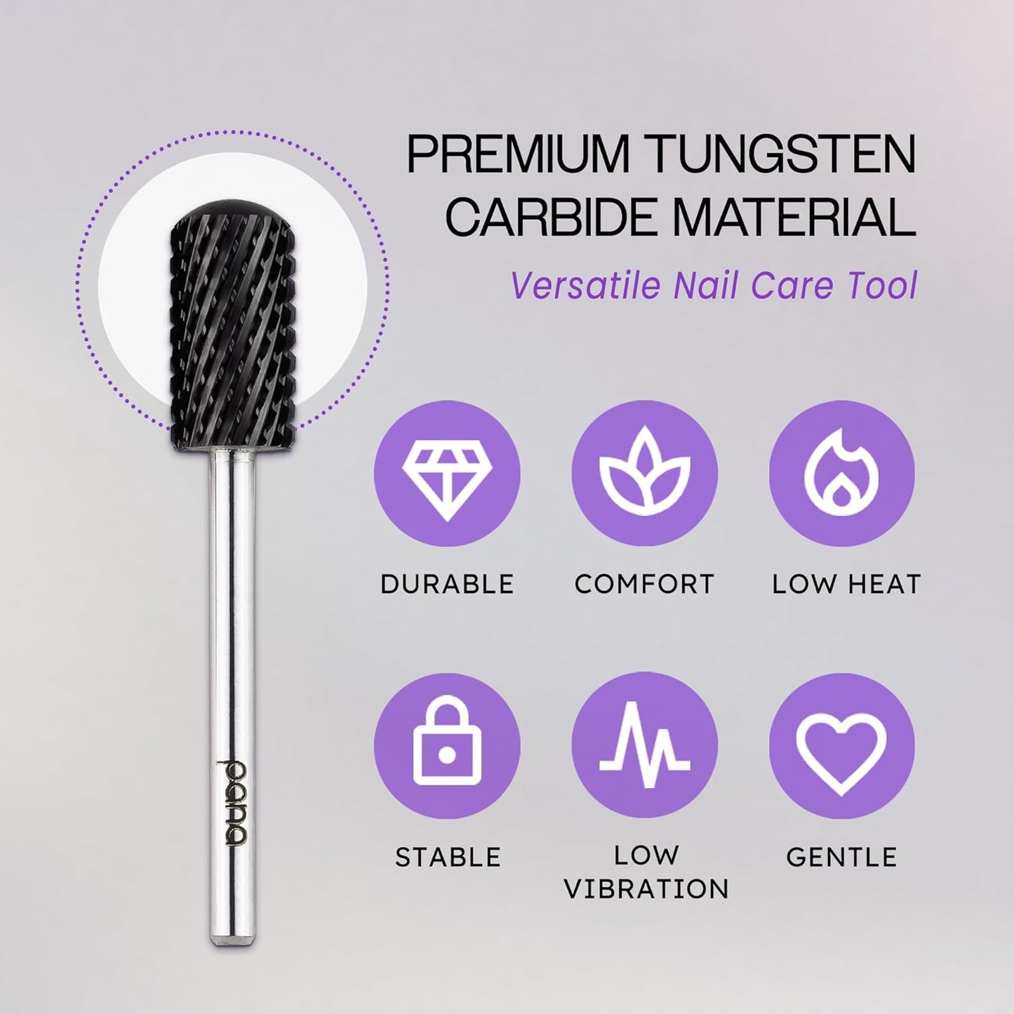 PANA 3/32" Smooth Round Top Safety Carbide Nail Drill Bit for Gel Polish & Acrylic Removal Nail Salon Manicure Pedicure Electric File Tools (Large Barrel - DLC Black, Extra Coarse)