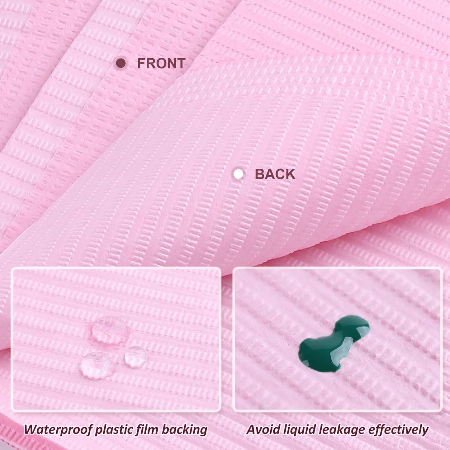 50Pcs Pink Disposable Table Mats for Nail Art 3 Ply Foldable Waterproof Dental Bibs Tattoo Sheets Nail Practice Table Cover for Medical Supplies Manicure Salon Pads
