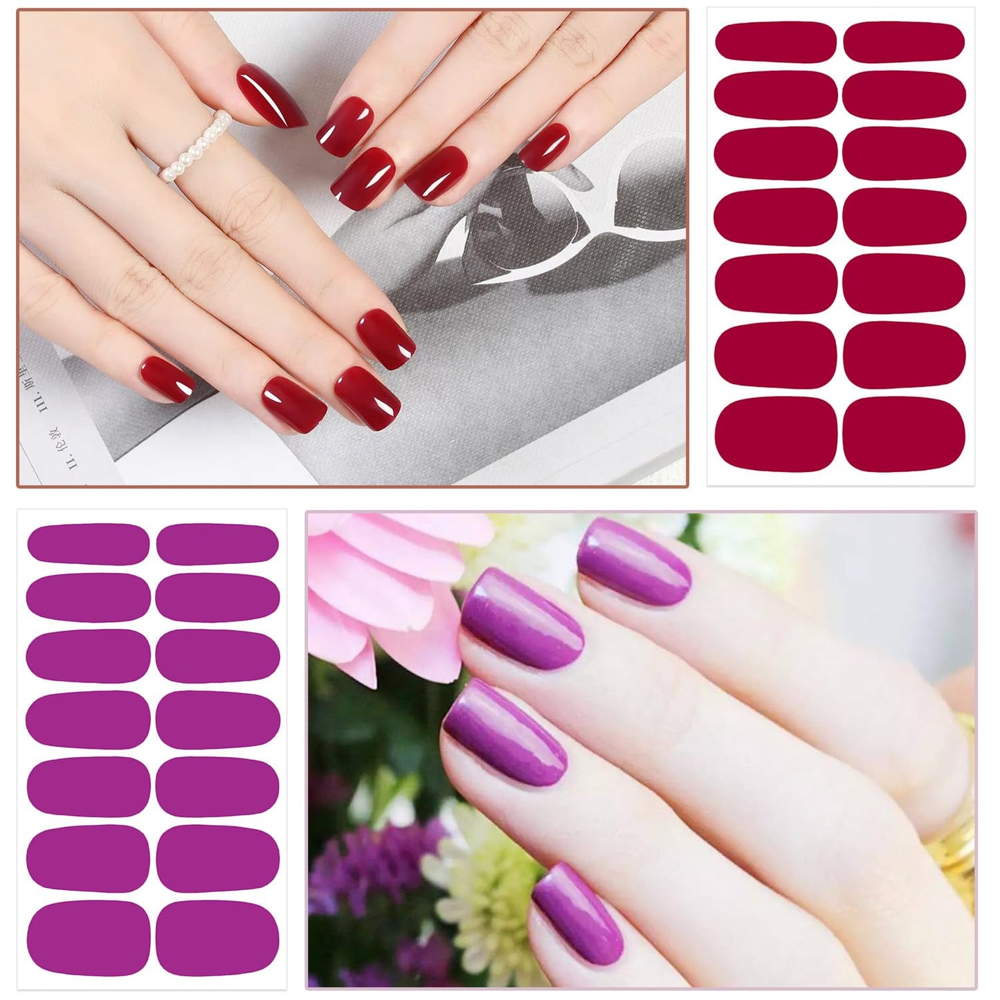 WOKOTO 20 Sheets 440 Pieces Toe Nail Polish Stickers Full Wraps for Women, Solid Nail Polish Strips for Toe Nails, Stick On Nails for Women Gel Nail Strips DIY Nail Art Stickers