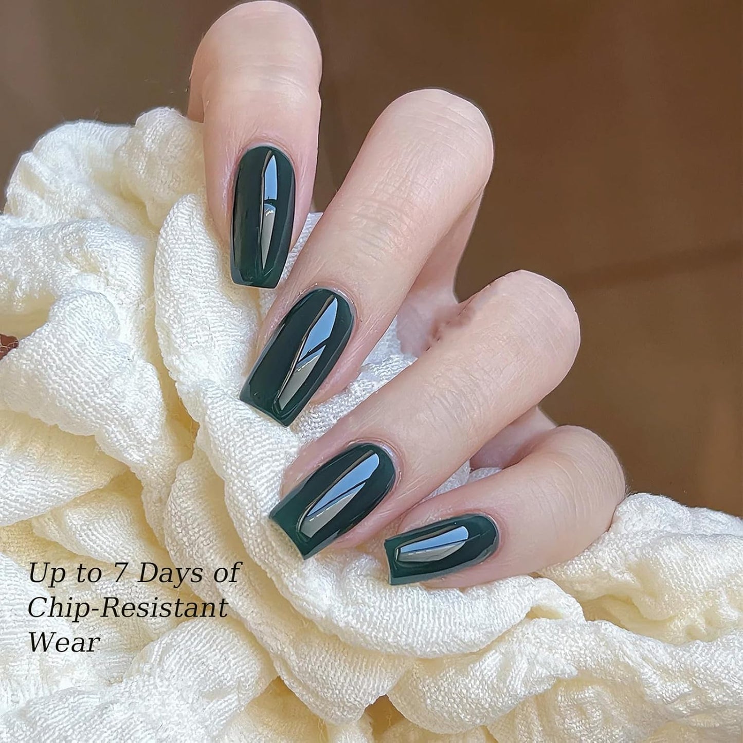 COSMOO Dark Green Quick Dry Nail Polish, Vegan Chip-Resistant Long-Lasting Nail Lacquer for Nail Art Varnish, 0.34 fl oz (Green 1)