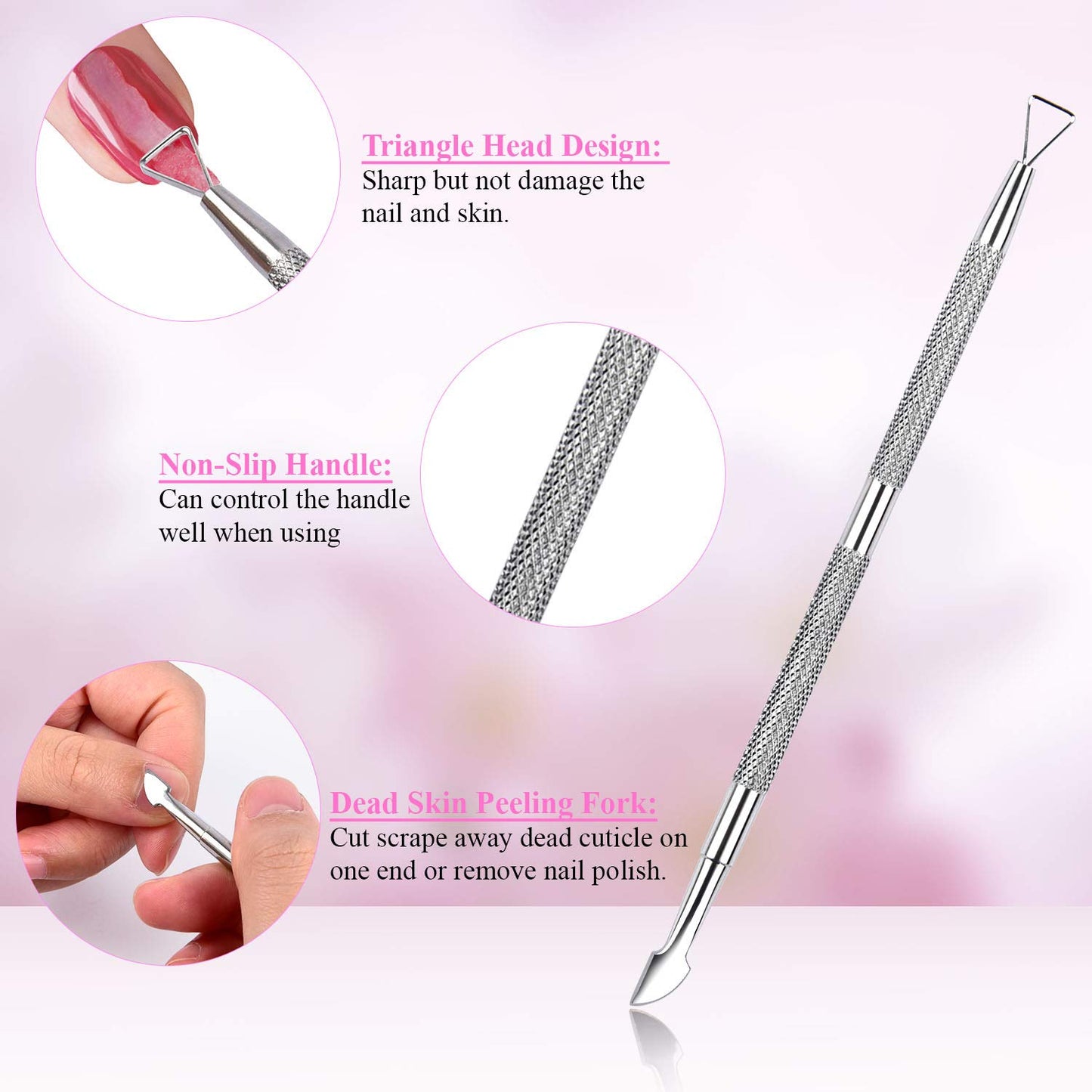 MORGLES Nail Polish Remover Clips, Gel Polish Remover Kit with 10 Pcs Nail Clips, 300 Pcs Cotton Pads, 100/180 File, Glass Shiner, Cuticle Pusher and Brush-Pink