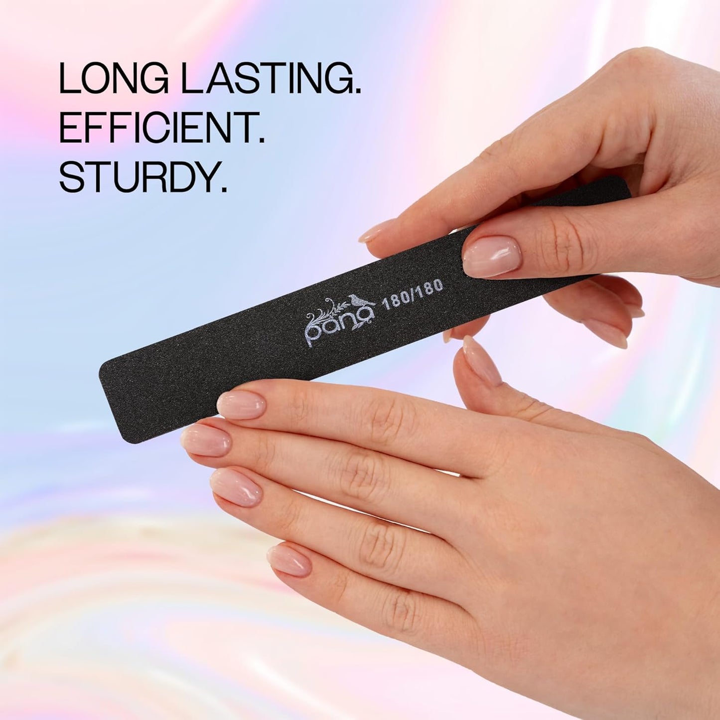 PANA Jumbo Double-Sided Emery Nail File for Manicure, Pedicure, Natural, and Acrylic Nails - Black (Grit 180/180) - 50 Piece Pack