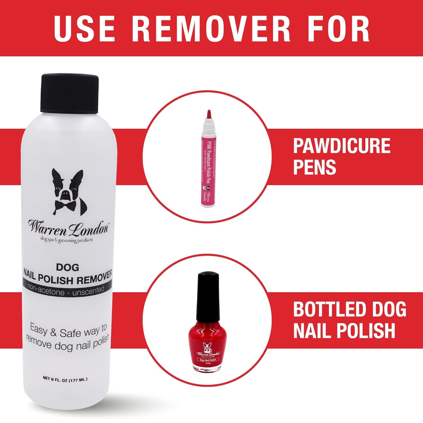 Warren London - Dog Nail Polish Remover | Non Acetone Formula | Use with Pawdicure Polish Pens & Other Pet Nail Polish | Made in USA