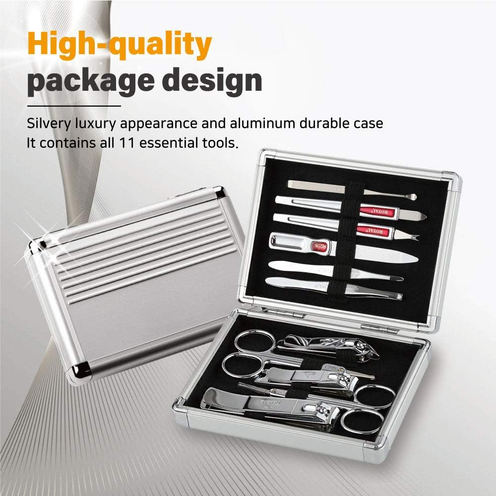ROYAL Metal Nail Clipper Set Series (11 PCS White Aluminum CASE)