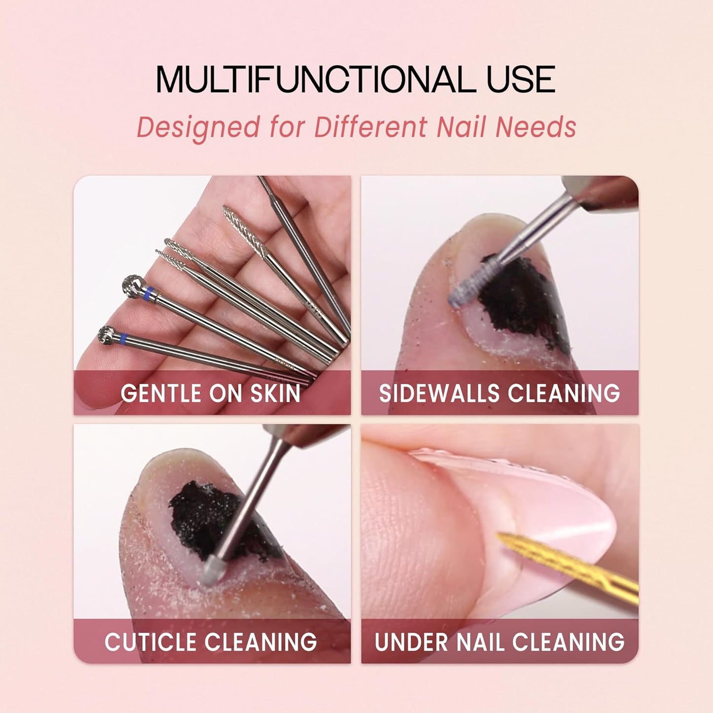 PANA 3/32" Carbide Cuticle Nail Drill Bit for Cuticle Cleaning, Dead Skin Removal, Gel Polish & Acrylic Removal, Under Nail Cleaner, Nail Salon, Manicure Tools (UNC- Gold, Fine)