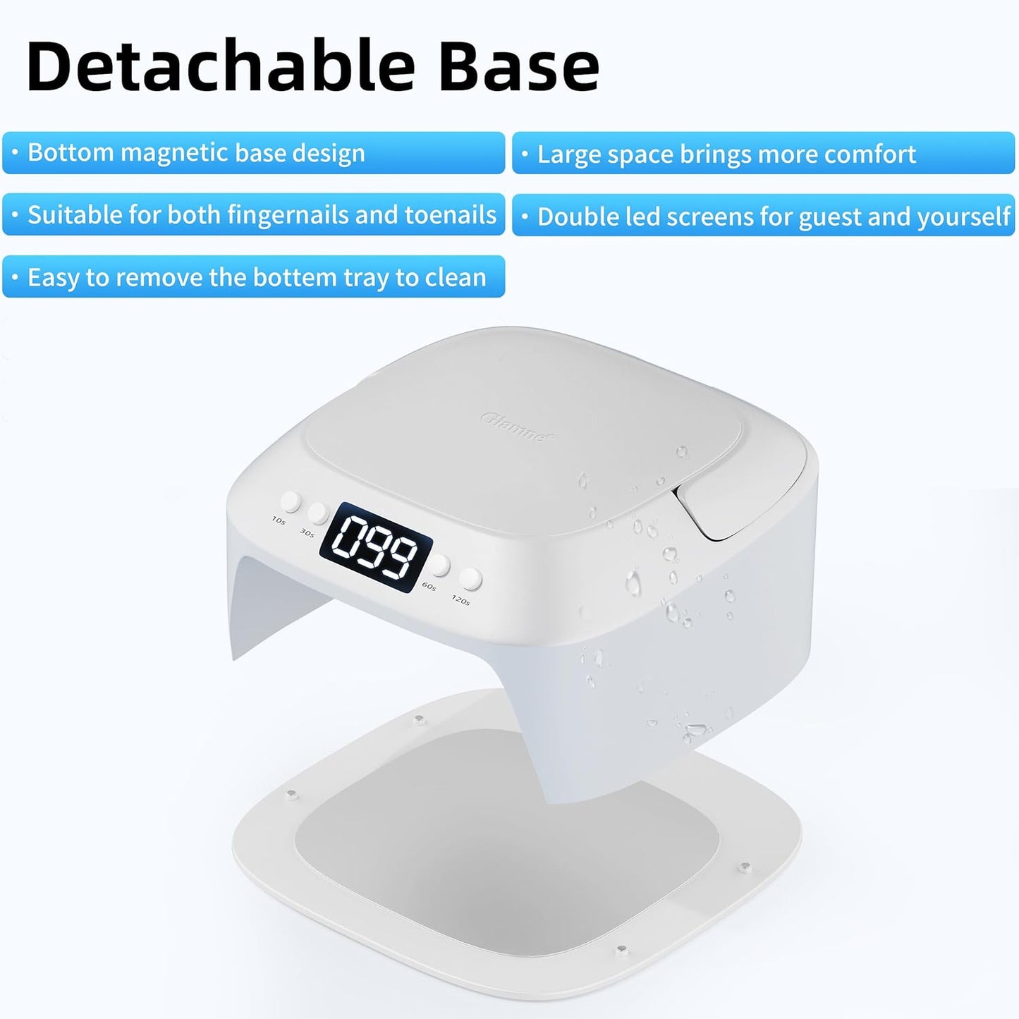 UV Gel Nail Lamp LED Nail Light Fast Dryer for Gel Polish Curing with Arm Rest Portable Handle 4 Timers Automatic Sensor Double Led Display
