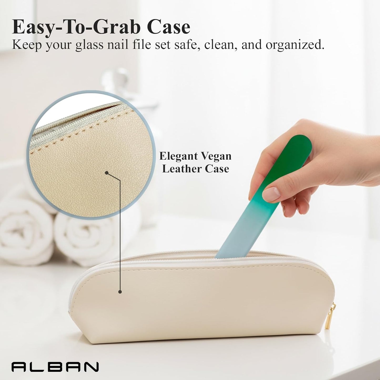 Alban Czech Glass Nail File Parent (Green & Green Manicure, 5, Count, 180/240 Grit)