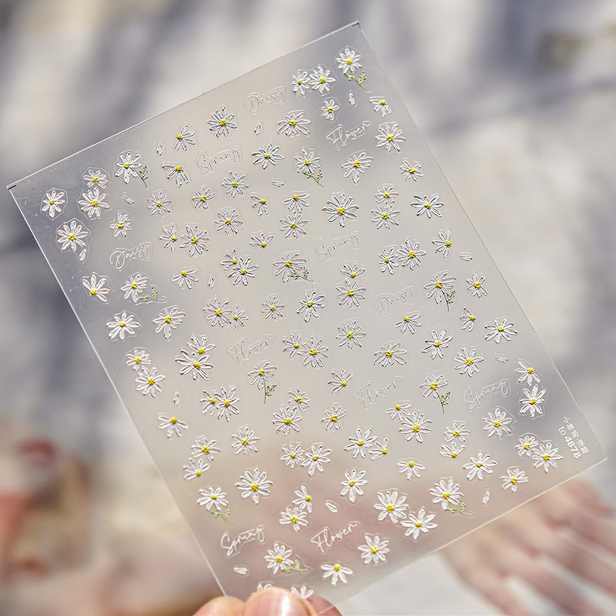 White Daisy Nail Stickers 5D Embossed Flower Nail Art Stickers Cute Daisy Nail Decals Self Adhesive Floral Nail Supplies Spring Summer Flowers Sticker for Women Manicure Sliders Decoration Kits