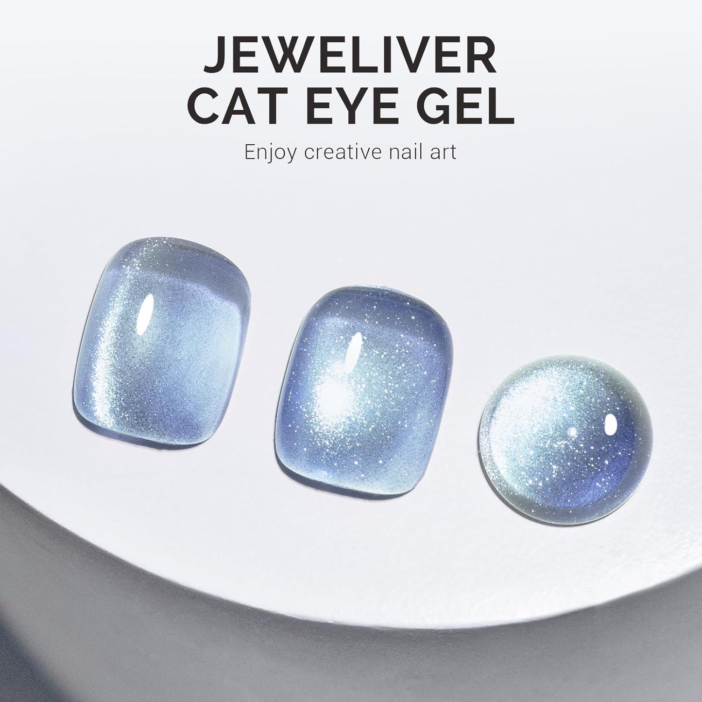 MelodySusie Jeweliver Cat Eye Gel Nail Polish, 0.5 Fl Oz Light Blue Glitter Holographic Magnetic Nail Polish with Magnet, UV Nail Polish for Nail Art Manicure Salon DIY at Home C54