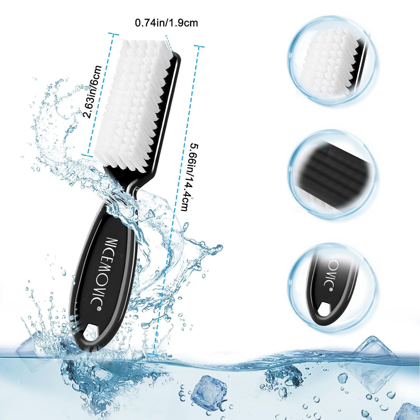 NICEMOVIC 30 Pcs Handle Grip Nail Brush, Hand Fingernail Cleaner Brush Manicure Tools Scrub Cleaning Brushes Kit, Use for Toe and Nail Cleaning (Black)