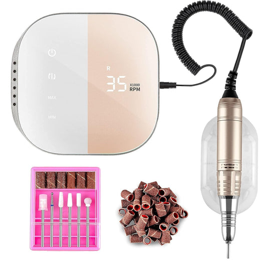 Madenia Professional Nail Drill Machine for Acrylic Nails, 35000RPM Compact Cute Electric Nail Drills with Touch Screen Efile Nail Drill E File Kit for Salon Home Manicure Pedicure Use, Pink
