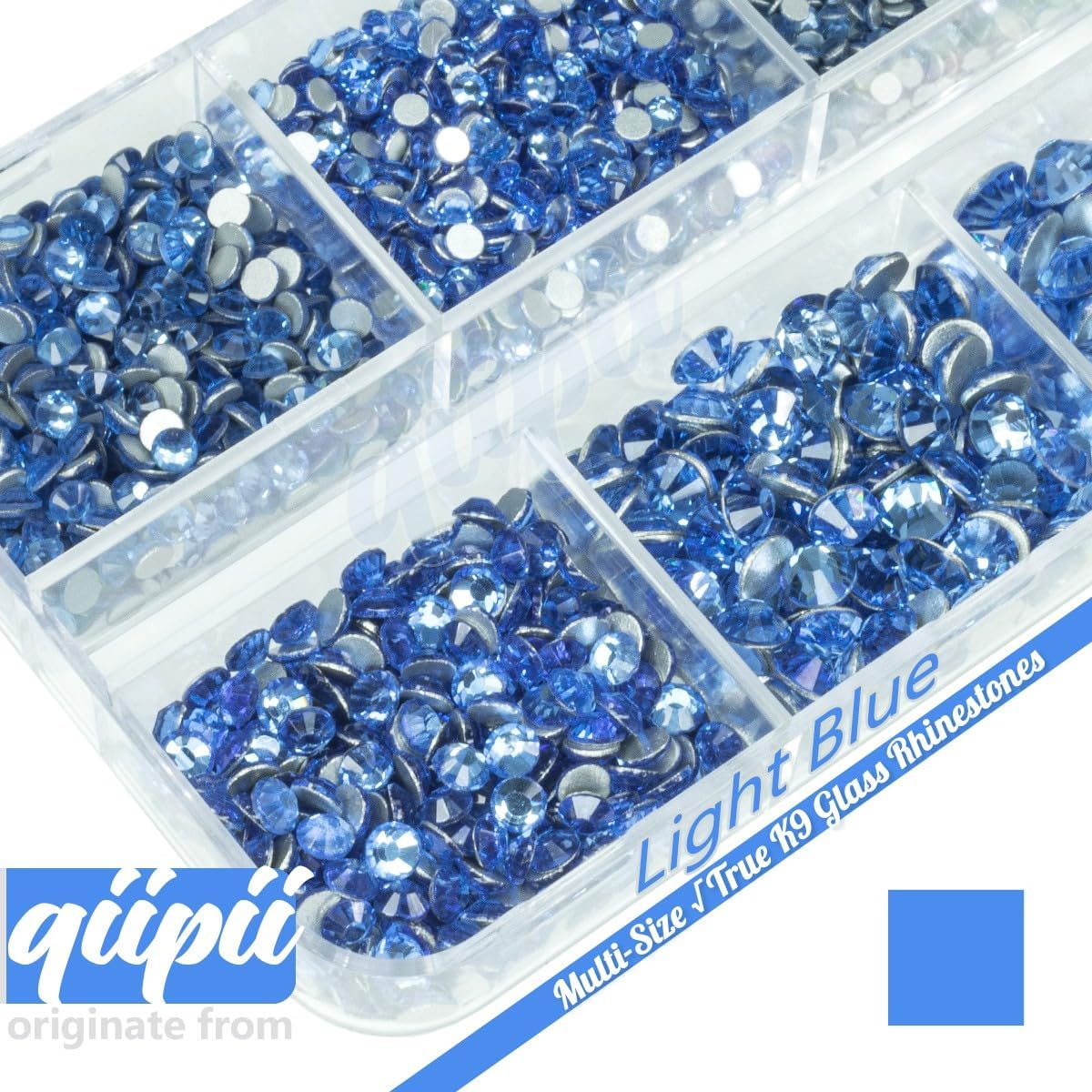 2550pcs Light Blue Nail Art Flatback Rhinestones for Face Makeup Sky Blue Nail Gems Gemstones K9 Glass SS4~SS20 6 Sizes Dark Blue Diamonds Stones w Tweezer & Picking Pen for Nails DIY Crafts