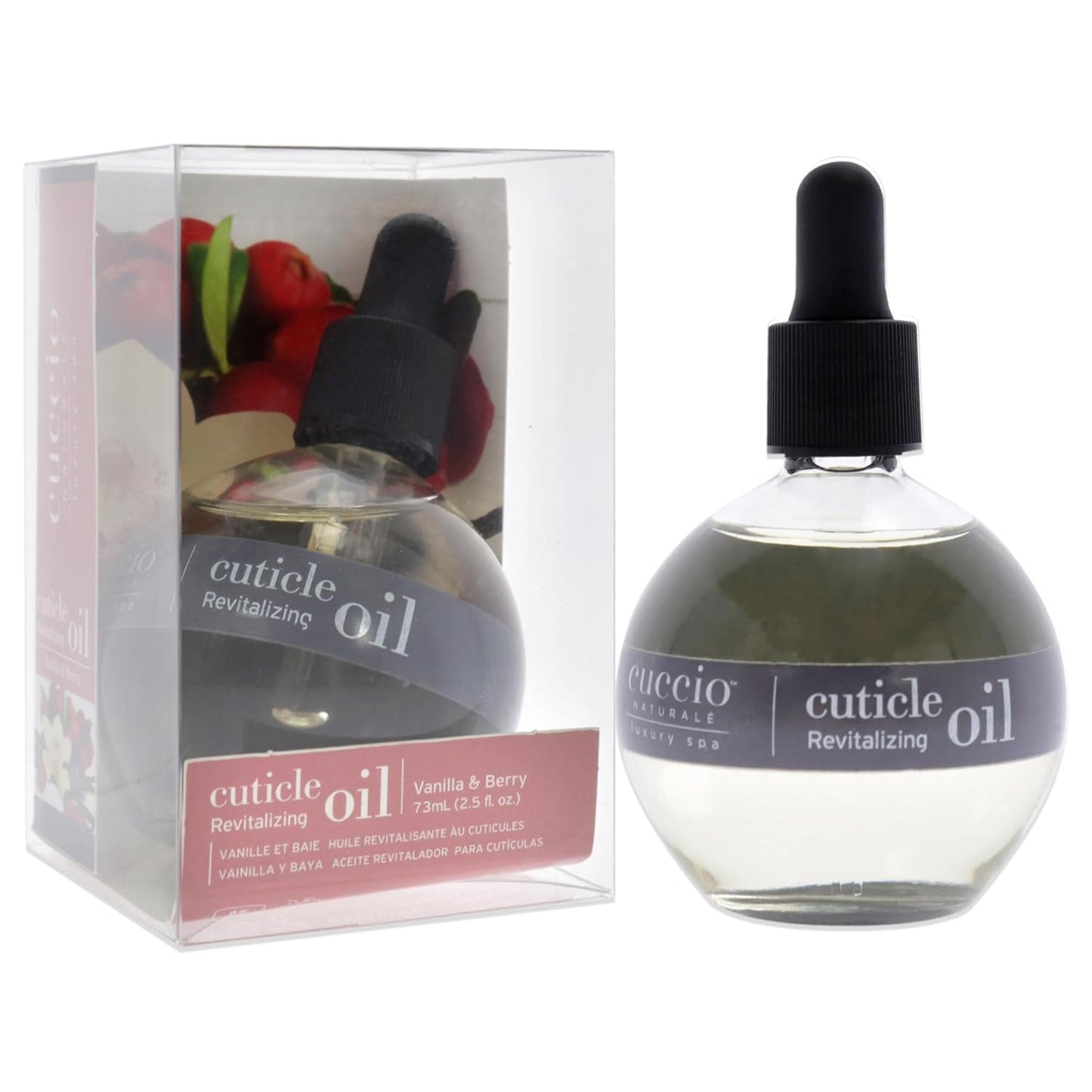 Cuccio Naturale Cuticle Oil - Vanilla & Berry Revitalizing Hydrator - Repair Skin & Nails - Paraben & Cruelty-Free - 2.5 Oz