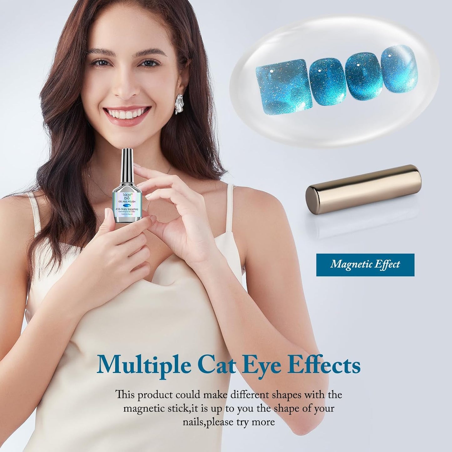 Cat Eye Gel Nail Polish 8ml, Long-Lasting Magnetic Cat Eye Gel 12