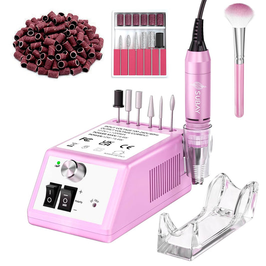 Subay 30000RPM Professional Nail Drill Machine for Acrylic Nails, Gel Nail, Nail Art Polisher Sets with 6 Bits Easy Build-in Bit Holder Twist Lock Changing Bit