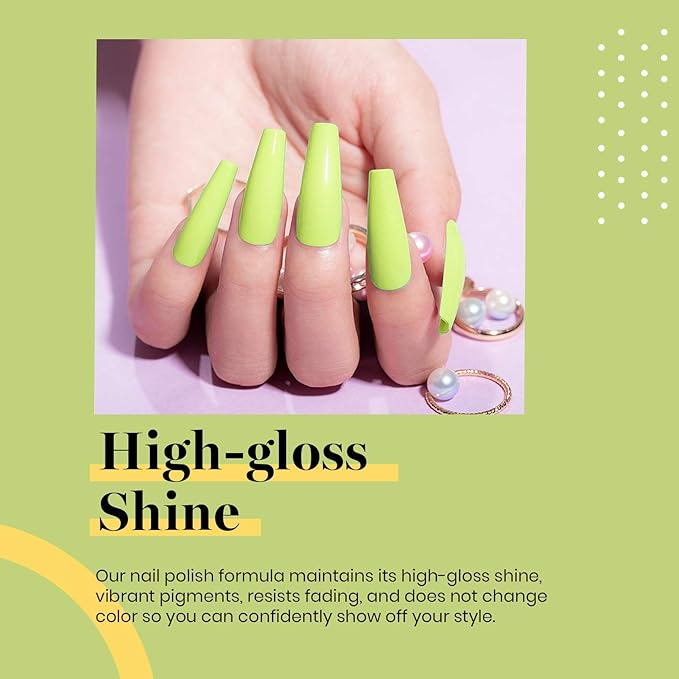 Beetles Neon Yellow Gel Nail Polish, Bright Yellow Lala Lime Color Neon Gel Polish Halloween Soak Off Uv Led Nail Lamp Gifts for Women -Size: 15 ml/Each