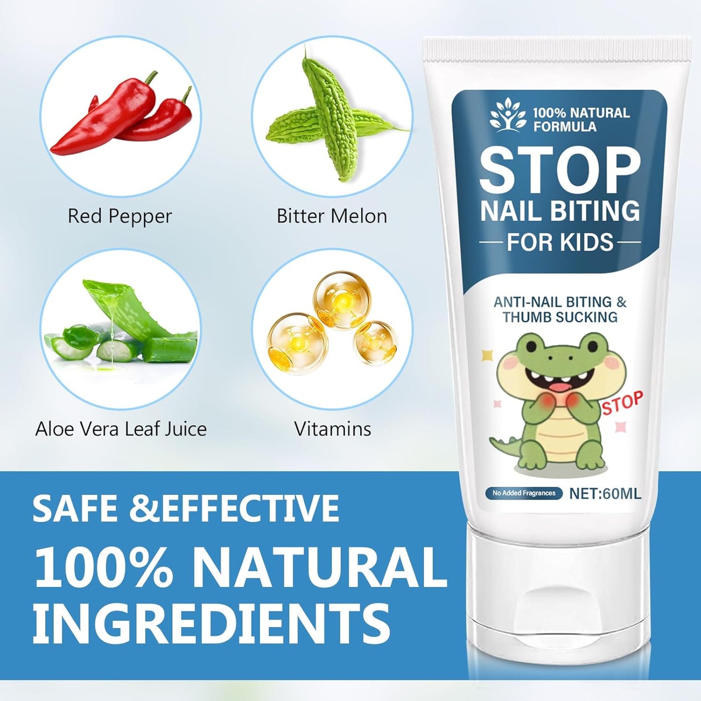 Nail Biting Prevention-Nail Biting Treatment for Kids-Anti-Nail Biting Thumb Cream for Kids-100% Natural Bitter Formula-No Additives-Protects Nails Healthy Nail Growth-Safe for Children, 2.11Fl.Oz