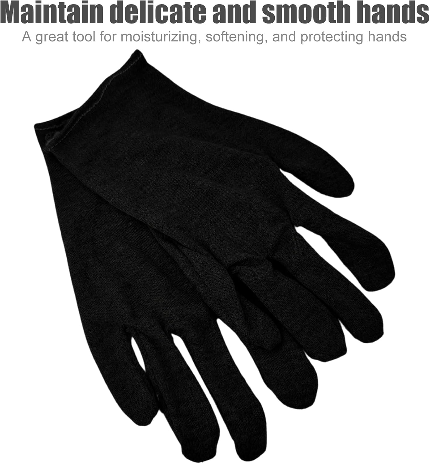 3 Pairs(6Pcs) Cotton Gloves for Eczema and Dry Hands, Moisturizing Gloves, Work Gloves for Men, Women, SPA, Jewelry Inspection (Black, 3 Pairs)