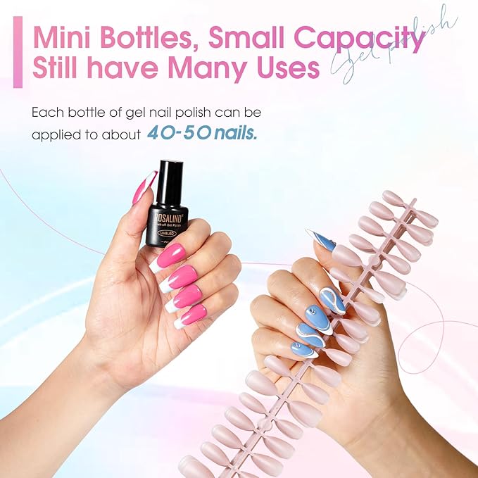 ROSALIND Neon Gel Nail Polish, 8 Colors Hot Pink Neon Orange Green Gel Polish, Bright Colors Purple Gel Polish Neon Pink Rainbow Collection Nail Art Gift DIY at Home