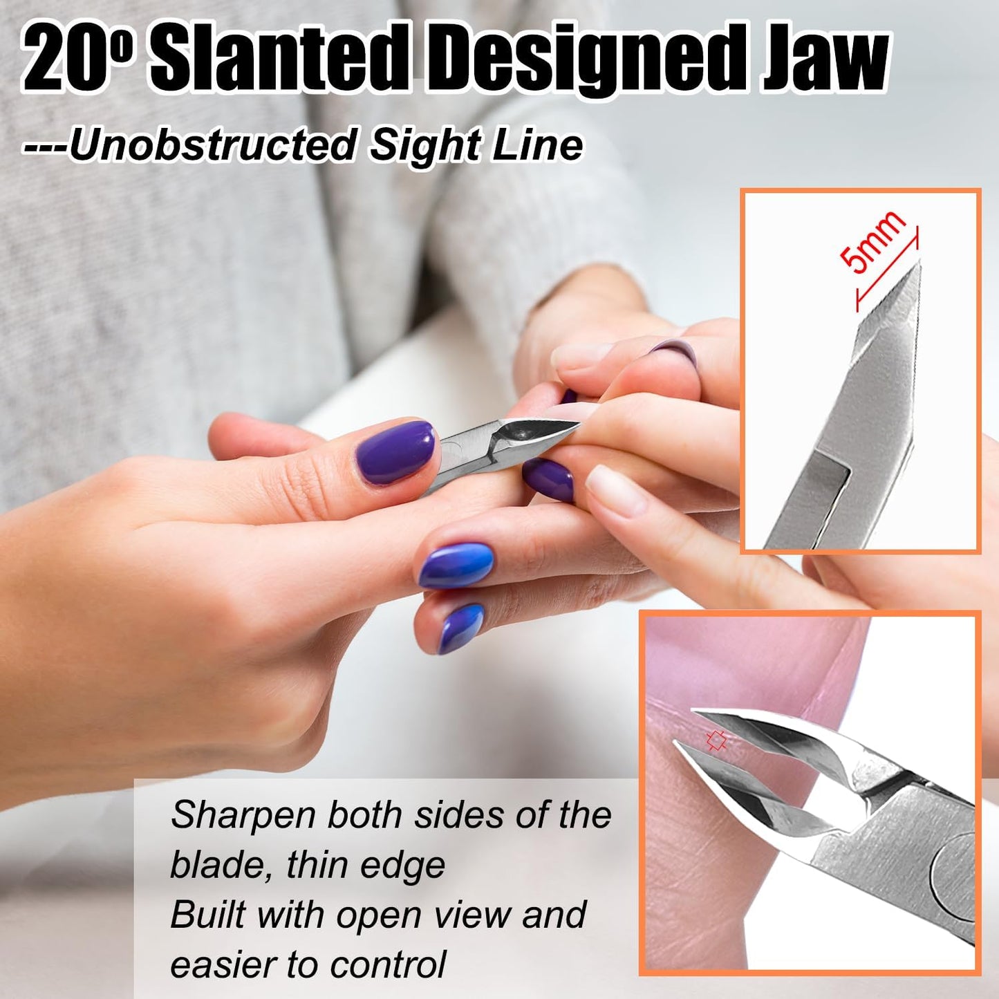 LePinko 4 Packs Upgraded Cuticle Trimmer kit, Sharp Dead Skin Clipper, Labor-Saving Cuticula Remover for Fingernail Toenail, Manicure Pedicure Tool for Women Men, 5mm Jaw, Rainbow Color