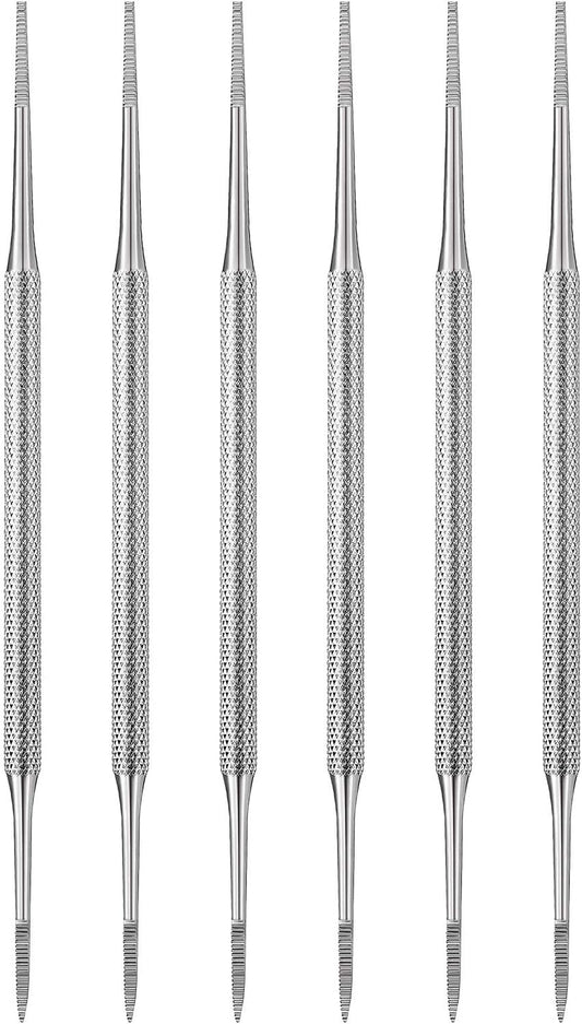 Mudder 6 Pack Ingrown Toenail Files Double Sided Toenail Lifters One Side Flat and One Side Curved Stainless Steel Manicure Treatment Removal Pedicure Tools for Feet Under Nail Cleaner