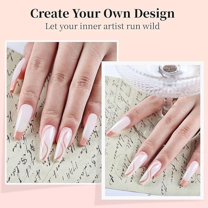 JODSONE 10ml Nail Art Gel Liner Light Nude Gel Nail polish Need U V Lamp Cured Gift for Girls at Home Salon Design