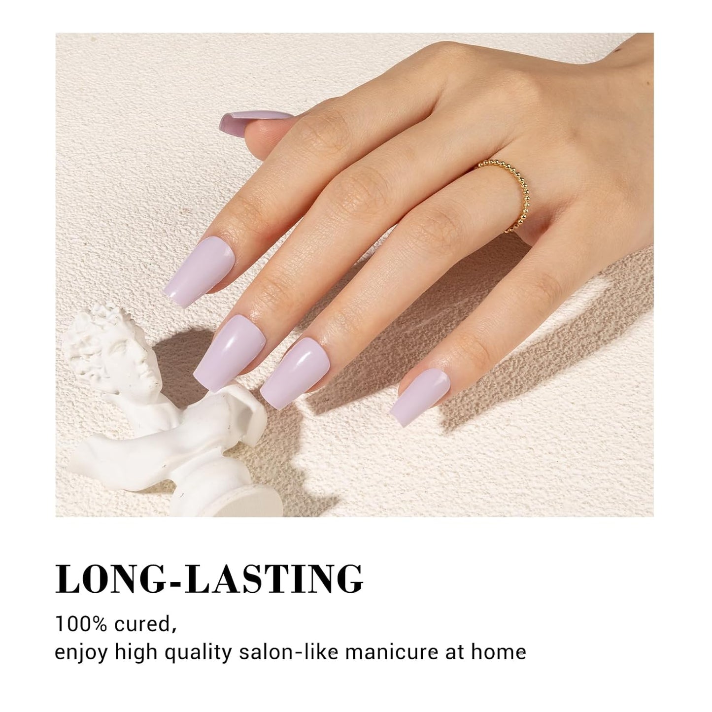 MelodySusie 30PCS Semi Cured Gel Nail Strips (Creamy Purple), Works with Nail lamp, Salon Quality, Long Lasting, Easy to Apply and Remove - Includes 2 Prep Pads, Nail File and Wooden Stick