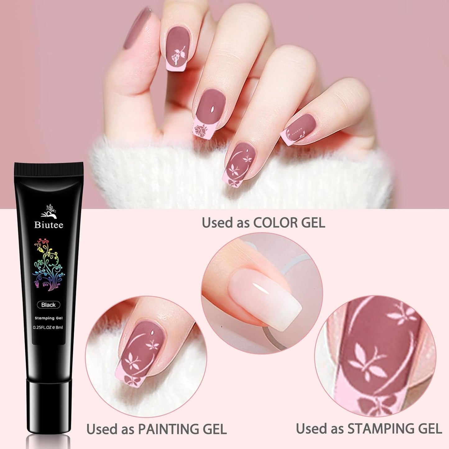 Biutee Nail Stamping Kit 2Pcs Nail Art Stamping Plates 4Pcs Stamping Gel Polish French Tip Nail Stamp Kit 110 Patterns with Silicone Stamper Scraper Large Lace Stamp Template Christmas Gift for Women