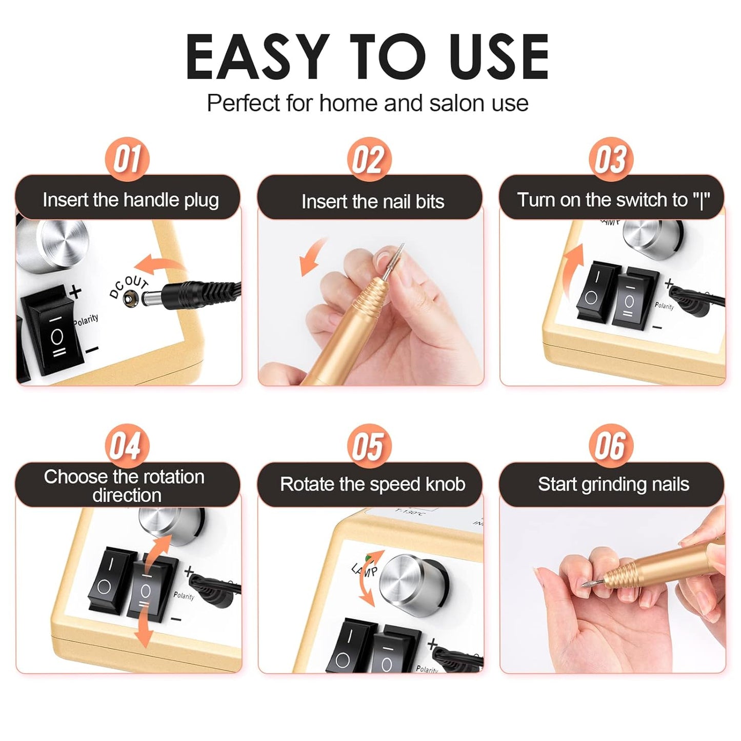 Subway Professional Nail Drill Machine - Electric File for Acrylic and Gel Nails, 20000RPM - Manicure Pedicure Tools for Professionals and Beginners