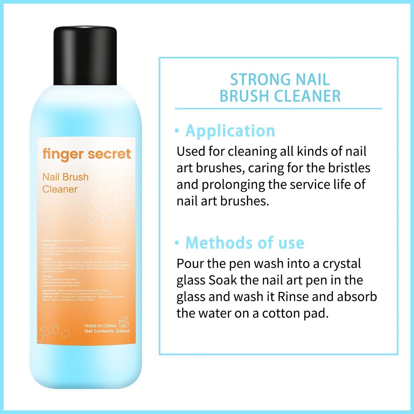 Brush Cleaner 8FL.OZ,Nail Brush Cleaner Liquid Quickly Clean Gel Polish Nail Art Brush Nail Painting Acrylic Nail Brush DIY Salon At Home 240ml