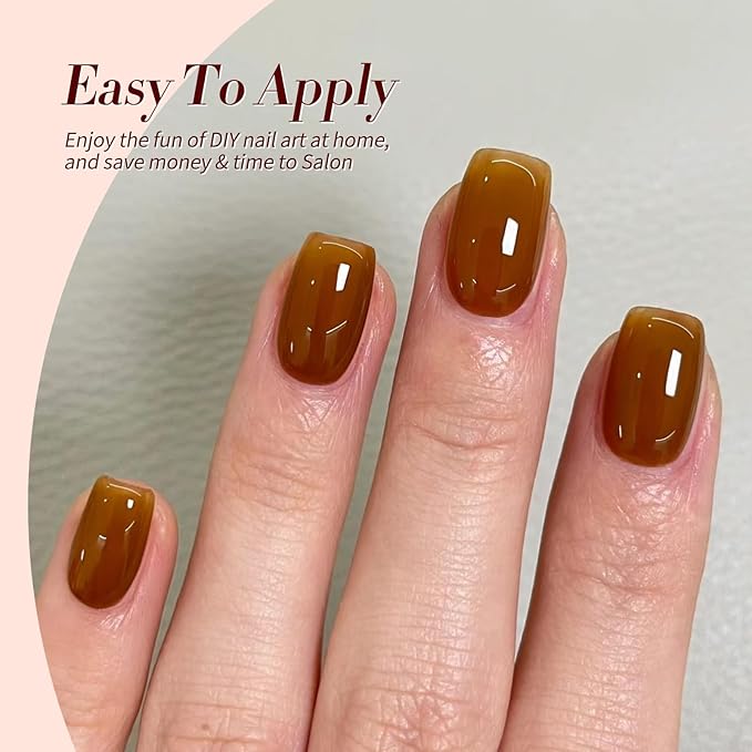 Born Pretty Halloween Fall Winter Jelly Gel Nail Polish Amber Crystal Transparent Brown Orange Red Gel Polish Nail Art Manicure DIY at Home and Salon 6PCS 7ML