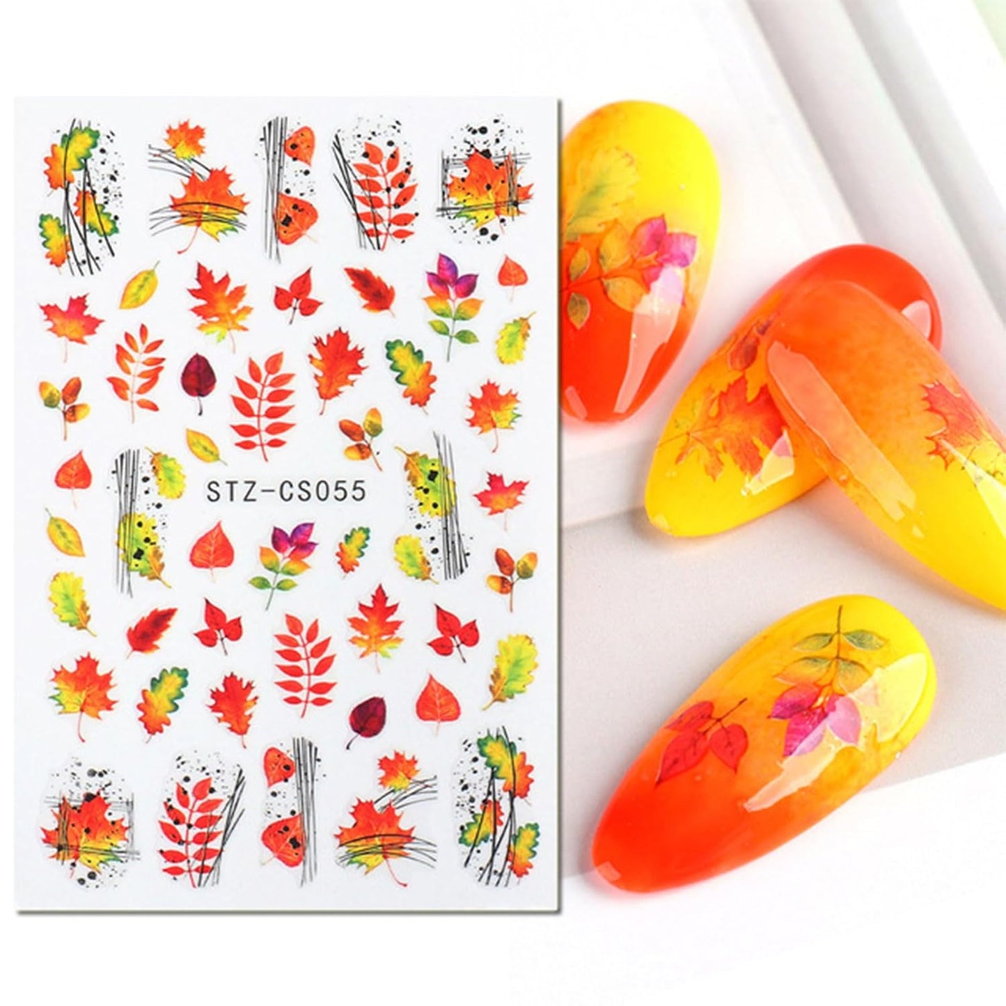 JMEOWIO 9 Sheets Fall Nail Art Stickers Decals Self-Adhesive Autumn Pumpkin Maple Leaf Nail Supplies Nail Art Design Decoration Accessories