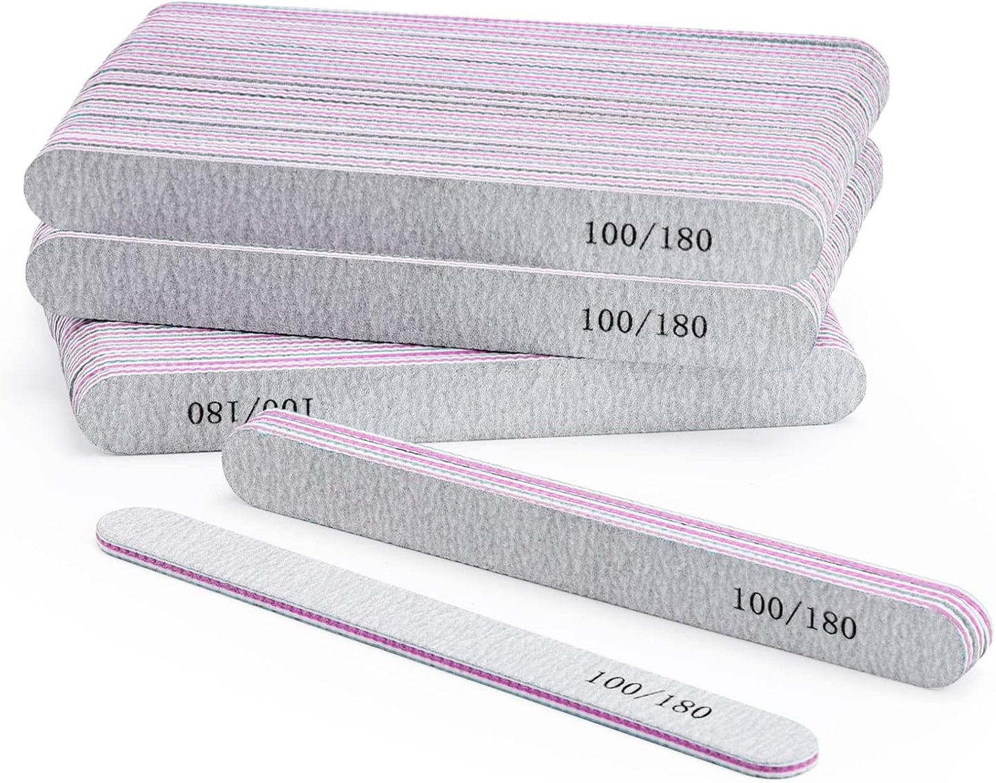 BTYMS 75Pcs Nail Files 100/180 Grit Emery Boards Double Sided Nail Buffers for Natural Nails and Acrylic Nails