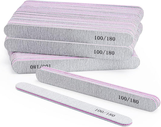 BTYMS 75Pcs Nail Files 100/180 Grit Emery Boards Double Sided Nail Buffers for Natural Nails and Acrylic Nails