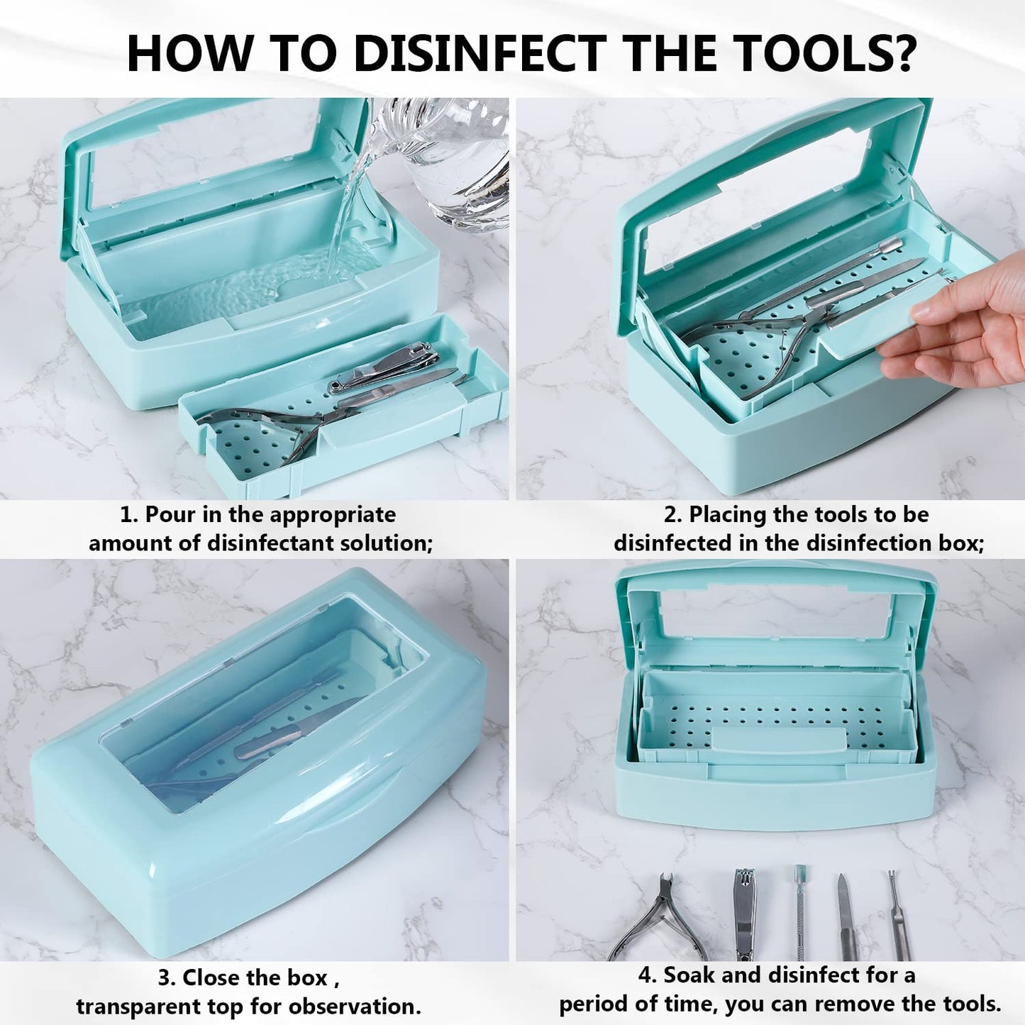 Plastic Sterilizing Tray,Sterilization Box,Nail Art Tool Sterilizer Tray, Sterilizer Tray Box Nail Art Salon Sterilizing Too（Blue）