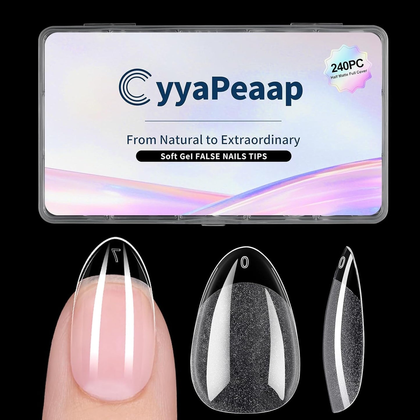 Short Almond Nail Tips 240Pcs Short Fake Nails Soft Press On Gel Nail Tips Pre-Shaped Half Matte Gelly Press on Fake Nails Tip for Acrylic Nail Tip Extension Home DIY & Salon Nails 12 Sizes