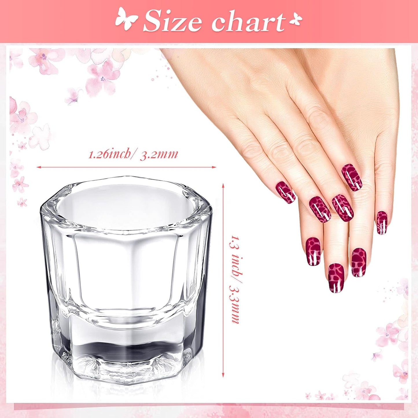 Cunhill 24 Pieces Dappen Dishes for Acrylic Nails Monomer Liquid Powder Glass Cups Clear Crystal Bowls Holders for Nail Extension Supplies
