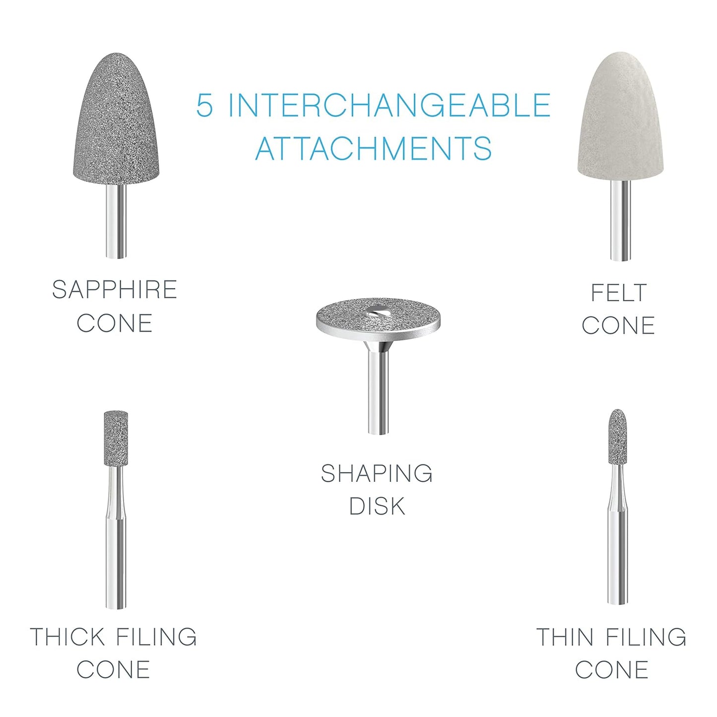 Pure Enrichment PureNails Express Cordless Manicure and Pedicure System - Portable, Battery-Powered Nail File with 5 Interchangeable Attachments, 2 Speeds and Storage Bag - Ideal for Travel & Home