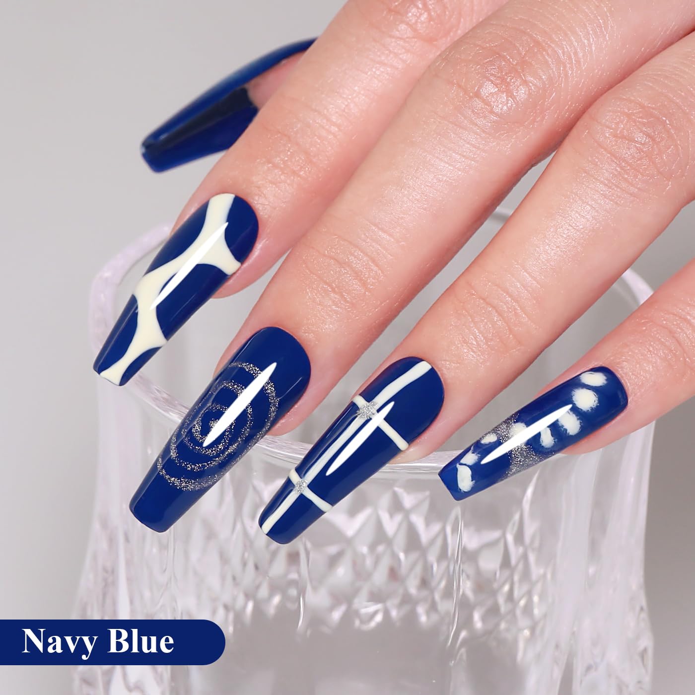 Imtiti Blue Gel Nail Polish, Navy Blue Gel Polish Autumn Winter Soak Off UV LED High Gloss Art Manicure Salon DIY Design 10ML