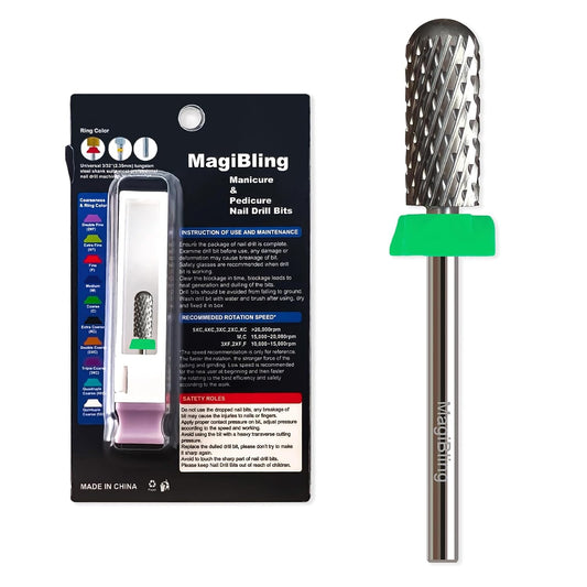 Super Cut Small Barrel 3/32'' Safety Tungsten Nail Drill Bits, Remove Gel Fast, Right handed, Suitable for Manicure Pedicure Cuticle Gel Polishing, Classic Round Top Bits, Grit: Coarse.