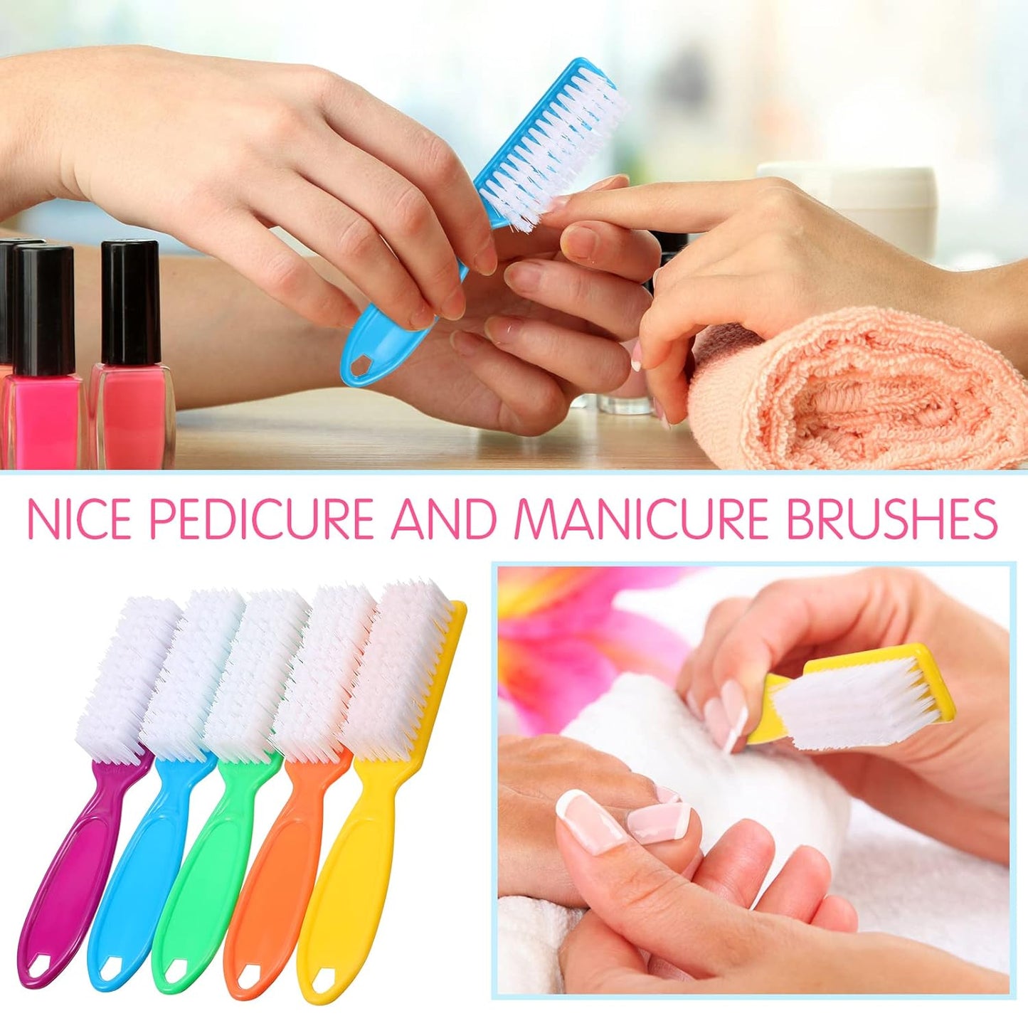 Patelai 30 Pcs Nail Scrubber Brushes Bulk Handle Grip Manicure Brushes for Cleaning Fingernails Pedicure Cleaning Brush for Toes and Fingernail Cleaning(Solid Colors)