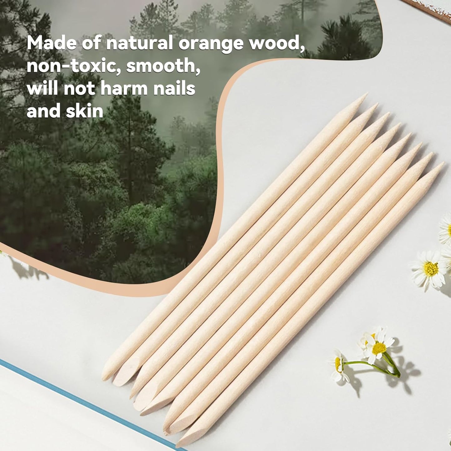 800 Pcs Orange Wood Sticks for Nails, 4.5 Inch Orangewood Nail Swatch Sticks, Wooden Cuticle Pusher Sticks Tools for Manicure & Pedicure, Double Sided, Skin-Safe (800pcs)