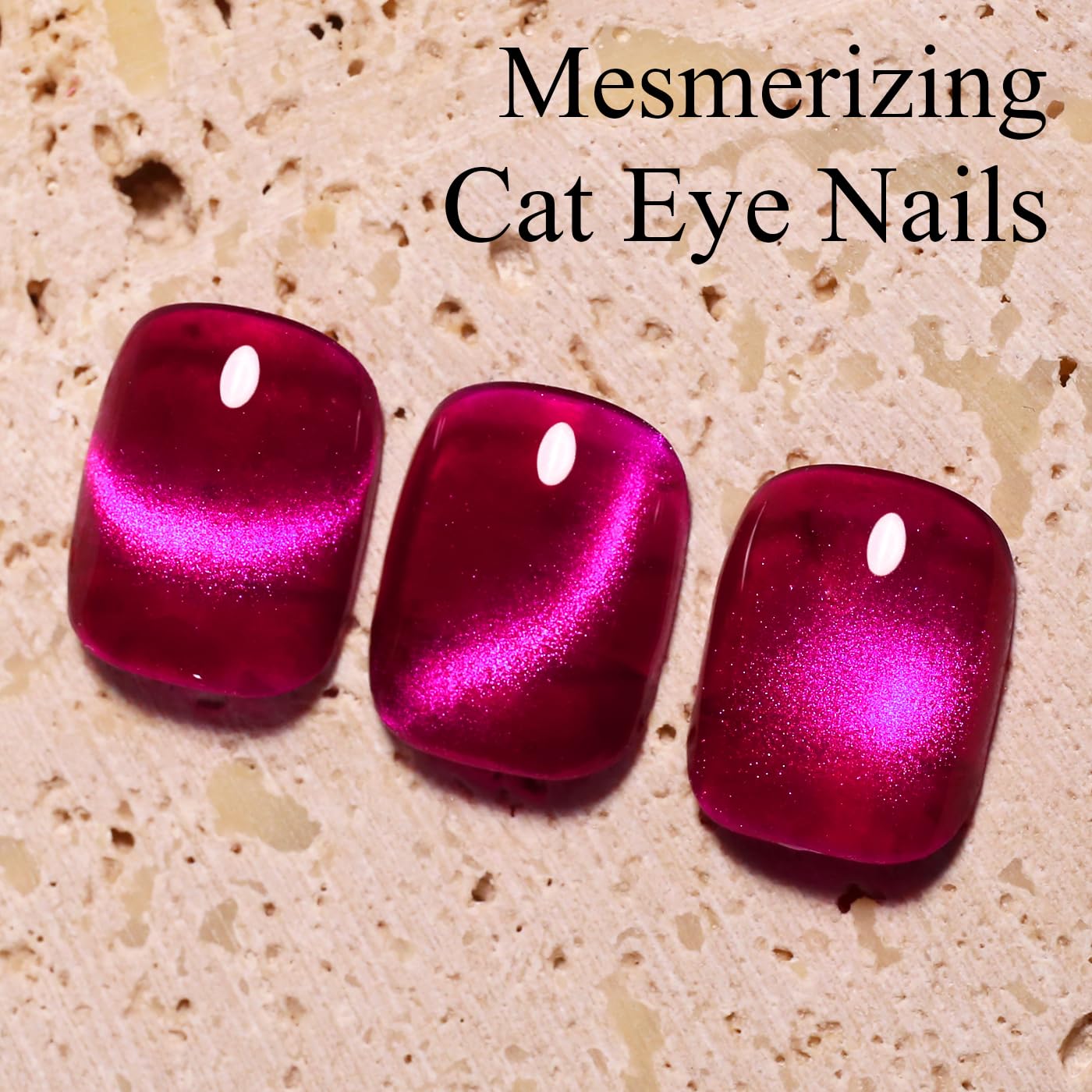 Imtiti Dark Pink Cat Eye Gel Nail Polish with Magnet, Holographic Glitter Shimmer Magnetic UV Gel Polish for Nail Art Soak off UV Led