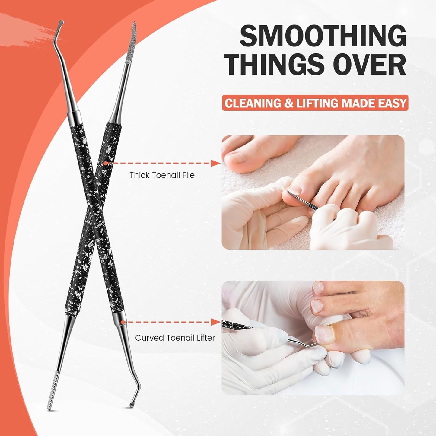 BEZOX Toenail Clippers Kit for Seniors – The Ultimate Solution for Thick & Ingrown Toenails with Curved Head Toe Nails Clippers, Long Handle Toenails Clippers Thick Nails, Nail File & Toenail Lifter