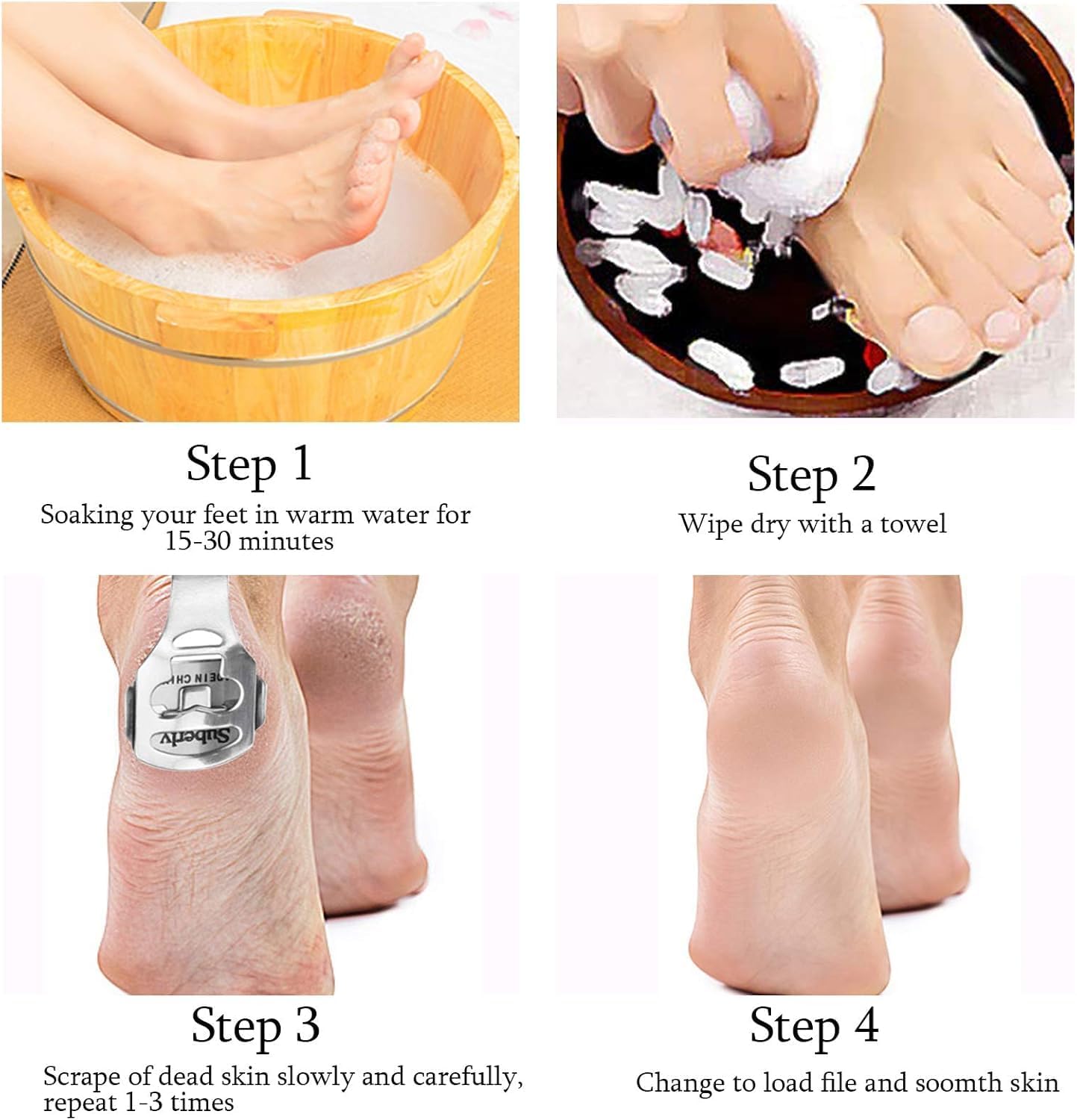 56 Pcs Callus Shaver Set,1 Stainless Steel Foot Razor with 50 Replacement Slices Blades,1 Foot File Head Foot Care Tools,4 Purple Foot Scrubbing Stones,Foot Shaver Callus Remover for Hand Feet