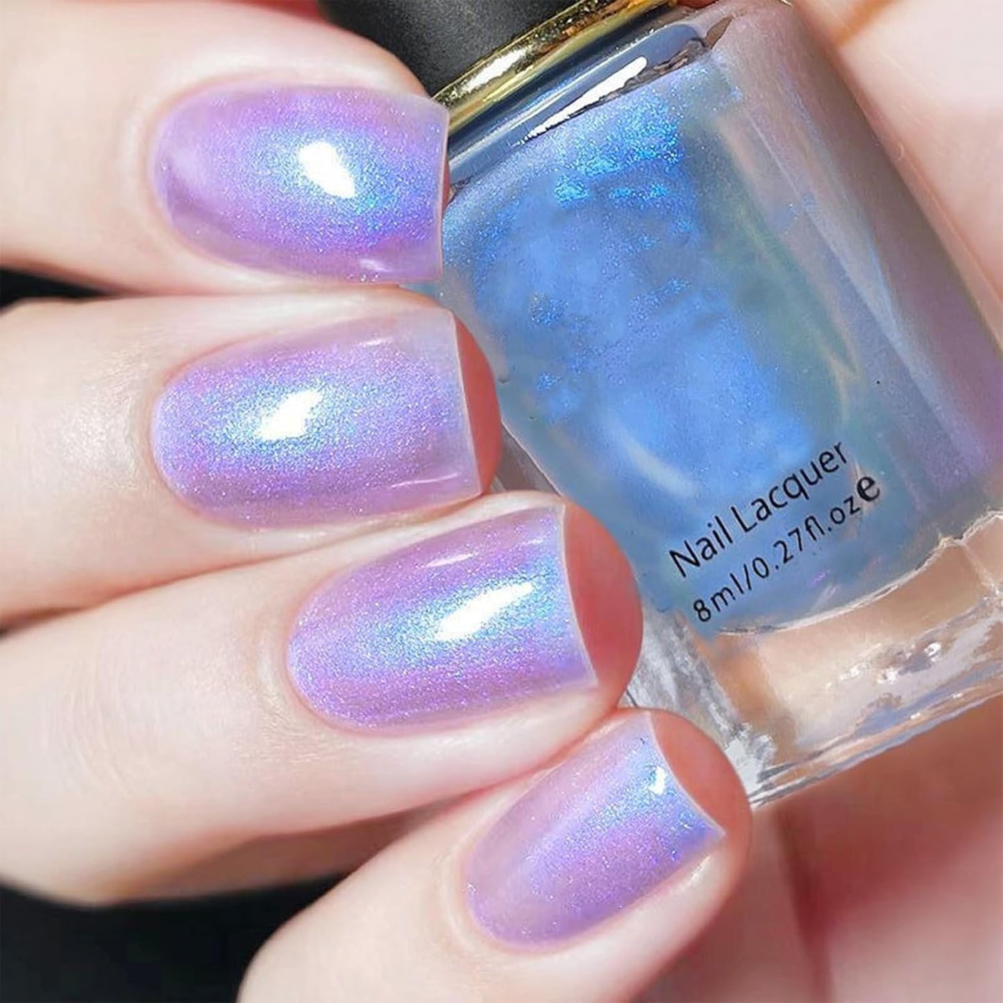 COSMOO Blue Shimmer Nail Polish, Shimmer Blue Long-Lasting Quick Dry Nail Lacquer, Shimmer Iridescent Nail Art Varnish