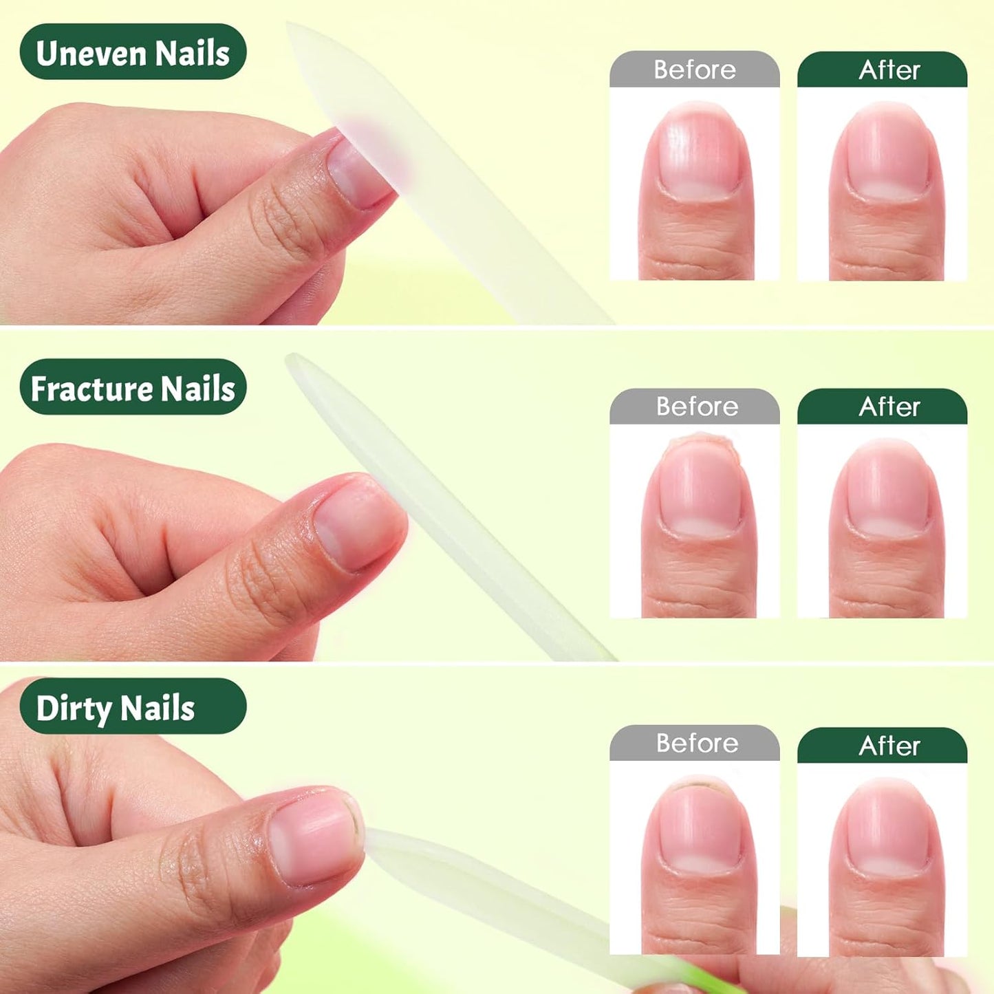 CANVALITE Glass Nail Files for Natural Nails Glass Fingernail File with Case Double Sided 180/320 Grit, Stocking Stuffers for Women Girls, Pack of 3